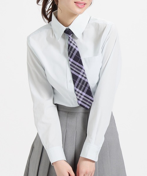 Honeys(ハニーズ)の「スクールシャツ(シャツ/ブラウス・レディース・サックスブルー/ホワイト/ピンク・SS/S/M/L/LL)」の2枚目の写真