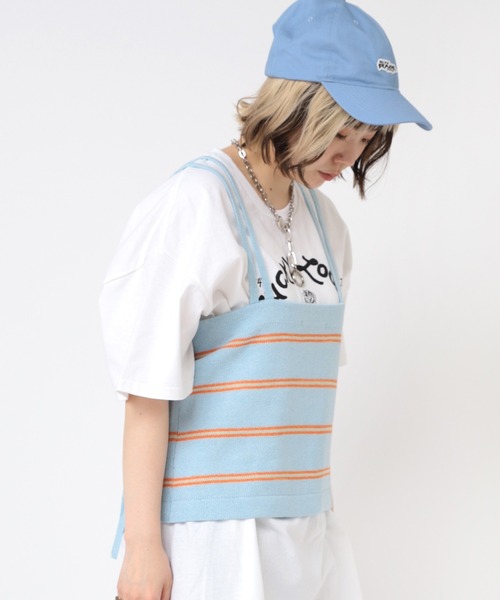 RNA（アールエヌエー）の「K2673 ブークレボーダーキャミ（ニット/セーター・レディース・ライトブルー/ブラック/イエロー・MEDIUM）」の4枚目の写真