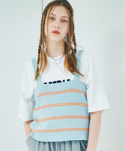 RNA（アールエヌエー）の「K2673 ブークレボーダーキャミ（ニット/セーター・レディース・ライトブルー/ブラック/イエロー・MEDIUM）」の22枚目の写真