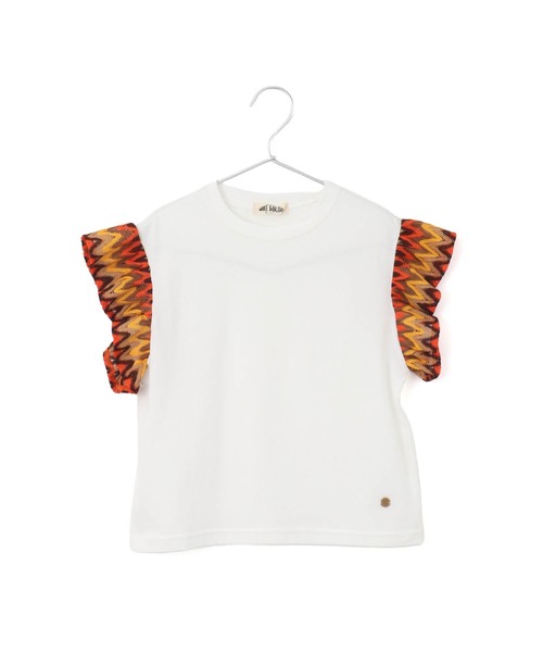 MAKE YOUR DAY（メイクユアデイ）の「セットアップできる異素材フリル半袖Tシャツ■80～140cm（Tシャツ/カットソー・キッズ・グリーン/オレンジ/ピンク・90/130/80/100/110/120/140）」の12枚目の写真