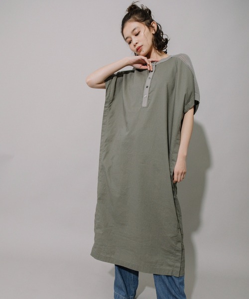 Munich（ミューニック）の「40sリネンコットンキャンバスドッキングワンピース（ワンピース・レディース・ブラック/カーキ/ナチュラル・FREE）」の3枚目の写真