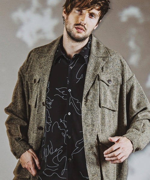 NO ID.（ノーアイディ）の「【NO ID.】Safari Big Shirt / サファリ ビッグ シャツ（シャツ/ブラウス・メンズ・ブラウン/グレー/ブラック・ONE SIZE）」の3枚目の写真