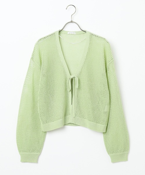 Honeys(ハニーズ)の「リボン付きメッシュ編カーディガン(カーディガン/ボレロ・レディース・オレンジ/ライトグリーン/ブラック/アイボリー・L/M/S)」の18枚目の写真