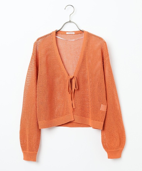 Honeys(ハニーズ)の「リボン付きメッシュ編カーディガン(カーディガン/ボレロ・レディース・オレンジ/ライトグリーン/ブラック/アイボリー・L/M/S)」の20枚目の写真
