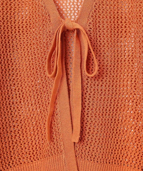 Honeys(ハニーズ)の「リボン付きメッシュ編カーディガン(カーディガン/ボレロ・レディース・オレンジ/ライトグリーン/ブラック/アイボリー・L/M/S)」の16枚目の写真