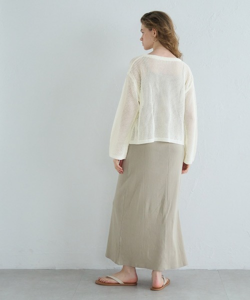 coca（coca）（コカ）の「Vネックメッシュニット（ニット/セーター・レディース・ブラック/アイボリー・L/M）」の12枚目の写真