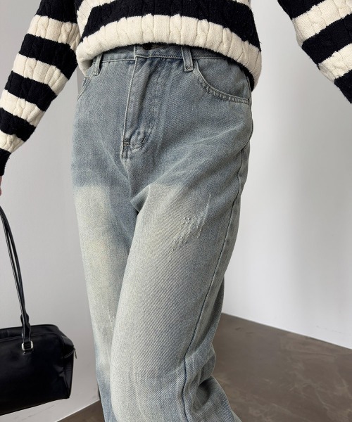 Miniministore（ミニミニストア）の「【6サイズ展開】レトロ フレアデニムパンツ ローエッジ（デニムパンツ・レディース・インディゴブルー/ブラック/サックスブルー/ブルー/ダークインディゴブルー/ブラック系・M/XL/S/L/XS/2XL）」の15枚目の写真