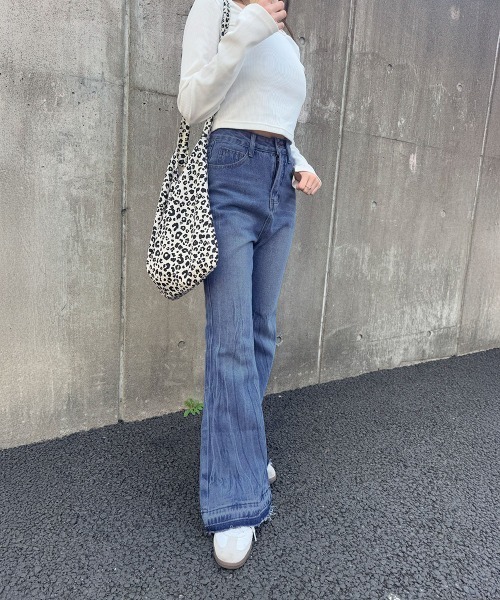 セール】【新色登場！】レトロ フレアデニムパンツ ローエッジ