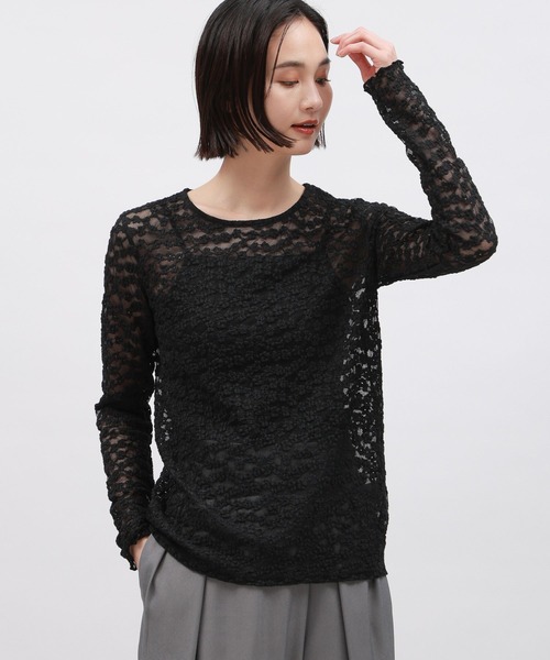 LAKOLE(ラコレ)の「花柄シアージャガードプルオーバー / 110279(Tシャツ/カットソー・レディース・オフホワイト/ブラック/コーラル・SMALL/MEDIUM)」の7枚目の写真