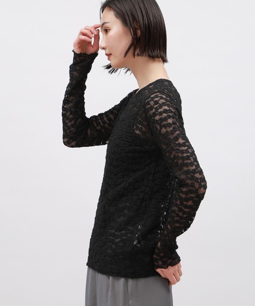 LAKOLE(ラコレ)の「花柄シアージャガードプルオーバー / 110279(Tシャツ/カットソー・レディース・オフホワイト/ブラック/コーラル・SMALL/MEDIUM)」の8枚目の写真