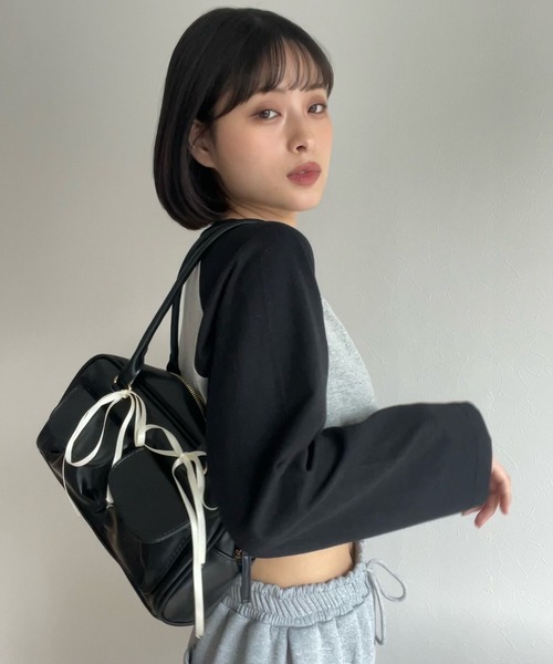 バイカラークロップドリボンロンT【RL】（Tシャツ/カットソー