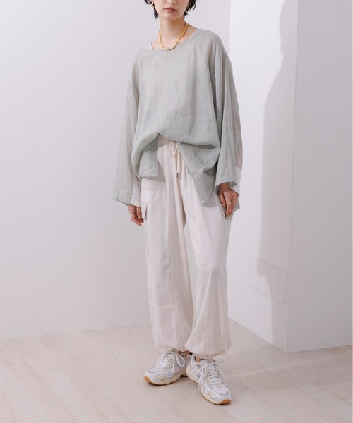 Eimee Law（エイミーロウ）の「カラーブロック リネンプルオーバー（シャツ/ブラウス・レディース・ミント/グレイッシュベージュ/ブラック・38）」の4枚目の写真