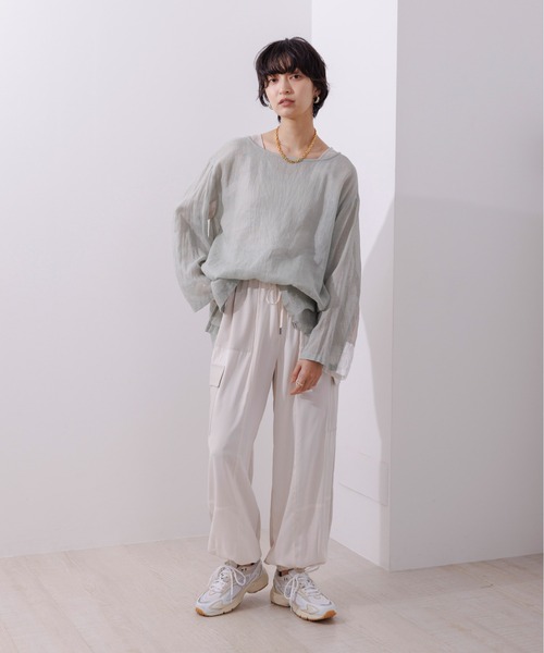 Eimee Law（エイミーロウ）の「カラーブロック リネンプルオーバー（シャツ/ブラウス・レディース・ミント/グレイッシュベージュ/ブラック・38）」の5枚目の写真