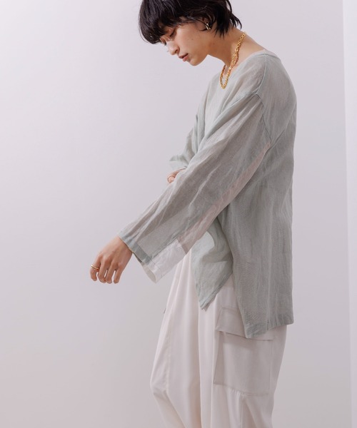 Eimee Law（エイミーロウ）の「カラーブロック リネンプルオーバー（シャツ/ブラウス・レディース・ミント/グレイッシュベージュ/ブラック・38）」の8枚目の写真