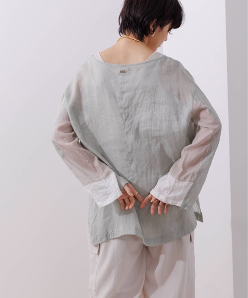 Eimee Law（エイミーロウ）の「カラーブロック リネンプルオーバー（シャツ/ブラウス・レディース・ミント/グレイッシュベージュ/ブラック・38）」の11枚目の写真