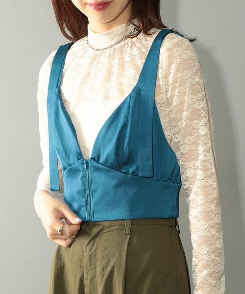 MAISON BREEZE reveur(メゾンブリーズレヴール)の「【MAISON BREEZE reveur】フロントジップグロスビスチェ ブラトップ trc(ベスト・レディース・ブラック/ブルー・FREE)」の3枚目の写真