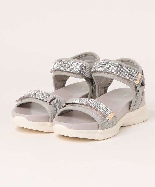HEAL ME（ヒールミー）の「HEAL ME ヒールミー レディース 厚底ラインストーンサンダル 224300（サンダル・レディース・グレー/ブラック・S/M/L/LL）」の2枚目の写真