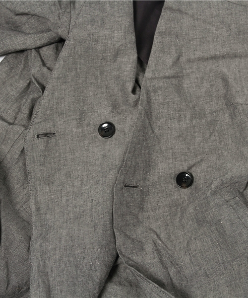 LBC（エルビーシー）の「コットンリネンノーカラーコート（チェスターコート・レディース・ライトグレー/ブラック・LARGE/MEDIUM）」の6枚目の写真