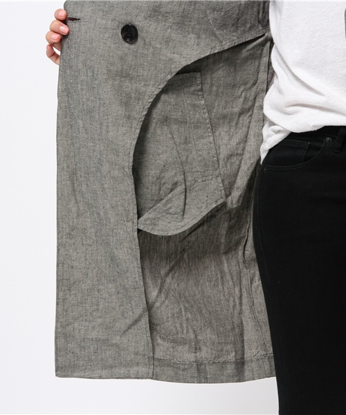 LBC（エルビーシー）の「コットンリネンノーカラーコート（チェスターコート・レディース・ライトグレー/ブラック・LARGE/MEDIUM）」の7枚目の写真