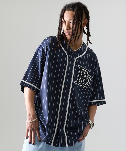 FUBU( フブ)の「FUBU フブ ブランド ロゴ ワッペン 刺繍 ライン ストライプ 野球 ユニフォーム 半袖 ベースボールシャツ(シャツ/ブラウス・メンズ・ホワイト/ブラック/ネイビー・XXL/XL/L/M)」の19枚目の写真