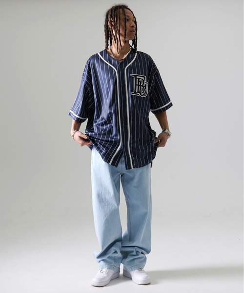 FUBU( フブ)の「FUBU フブ ブランド ロゴ ワッペン 刺繍 ライン ストライプ 野球 ユニフォーム 半袖 ベースボールシャツ(シャツ/ブラウス・メンズ・ホワイト/ブラック/ネイビー・XXL/XL/L/M)」の21枚目の写真
