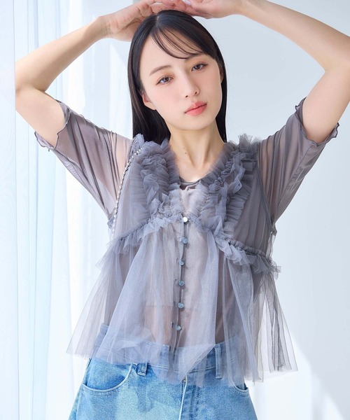 セール】シアー半袖トップス（Tシャツ/カットソー）｜one after