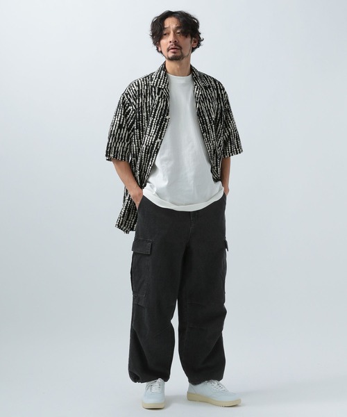 BAYFLOW（ベイフロー）の「コットンリネンデニムカーゴパンツ（デニムパンツ・メンズ・ブラック/ダークブルー・MEDIUM/LARGE）」の3枚目の写真