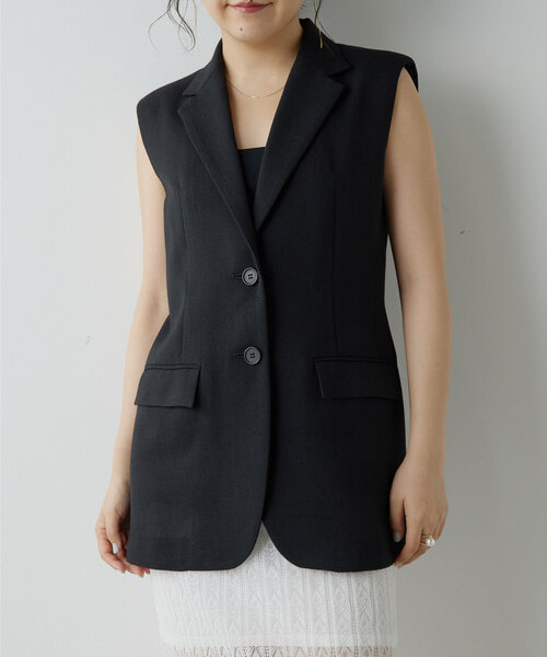 Whim Gazette 試着のみ　黒ジレ ウィムガゼット Whim Gazette クルーネックジレ （black