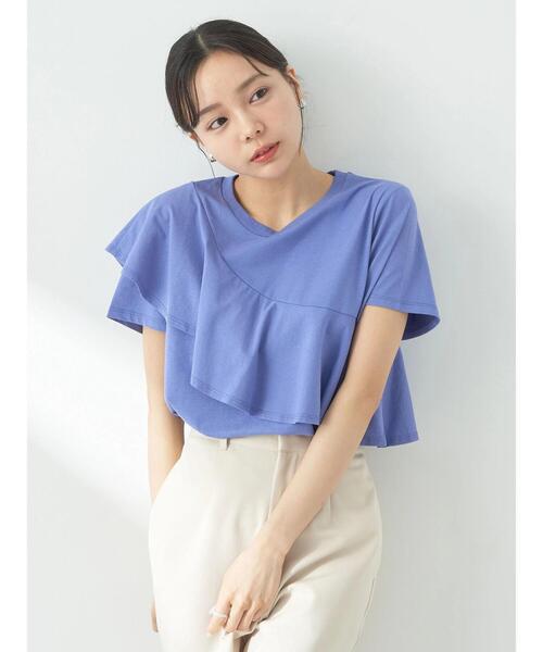 earth music&ecology（アースミュージックアンドエコロジー）の「フロントフリルプルオーバー（Tシャツ/カットソー・レディース・アイボリー/ブルー/ブラック/ボルドー・FREE）」の5枚目の写真