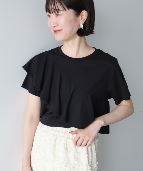 earth music&ecology（アースミュージックアンドエコロジー）の「フロントフリルプルオーバー（Tシャツ/カットソー・レディース・アイボリー/ブルー/ブラック/ボルドー・FREE）」の3枚目の写真