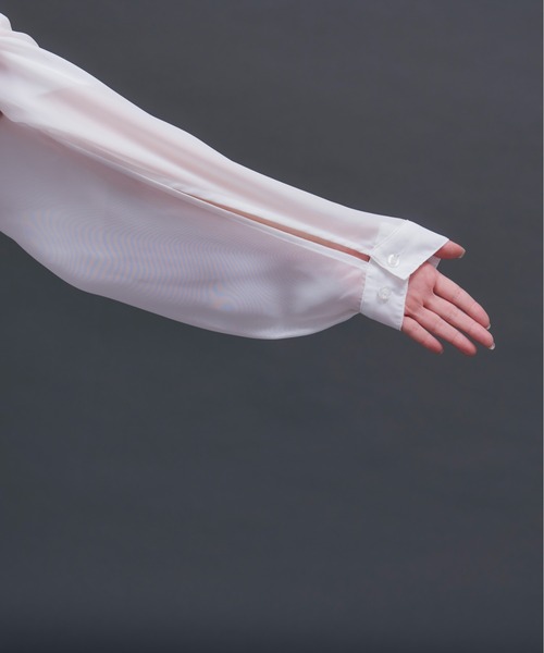 Ellno Loset（エルノロゼット）の「2wayスリットチャイナシアーシャツ（シャツ/ブラウス・メンズ・ブラック/オフホワイト/ダークパープル/ブルーグレー・MEDIUM/SMALL/LARGE）」の22枚目の写真