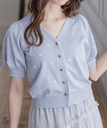 clear | ハート刺繍半袖ニットカーディガン≪2024SS新作≫(カーディガン/ボレロ)