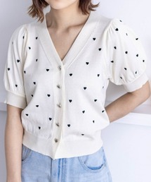 clear（クリア）の「ハート刺繍半袖ニットカーディガン≪2024SS≫（カーディガン/ボレロ）」