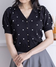 clear | ハート刺繍半袖ニットカーディガン≪2024SS新作≫(カーディガン/ボレロ)