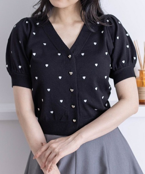 ハート刺繍 半袖カーディガン アイボリー ハート刺繍 半袖カーディガン アイボリー - メルカリ