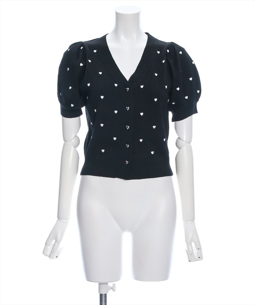 clear（クリア）の「ハート刺繍半袖ニットカーディガン≪2024SS≫（カーディガン/ボレロ・レディース・サックスブルー/ブラック/アイボリー・F）」の18枚目の写真