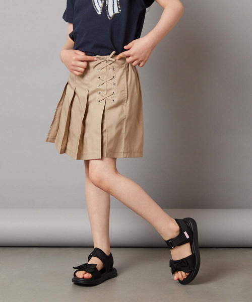 a.v.v（アーヴェヴェ）の「[100-130]レースアッププリーツスカパン（その他パンツ・キッズ・ダークインディゴブルー/ベージュ/ブルー/ブラック・100/110/130/120）」の21枚目の写真
