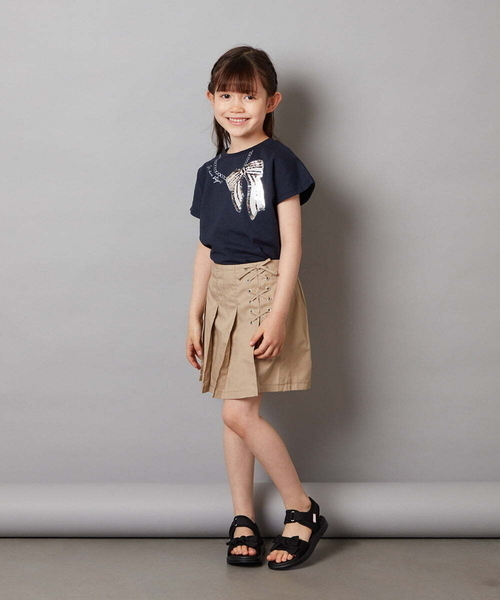 a.v.v（アーヴェヴェ）の「[100-130]レースアッププリーツスカパン（その他パンツ・キッズ・ダークインディゴブルー/ベージュ/ブルー/ブラック・100/110/130/120）」の18枚目の写真