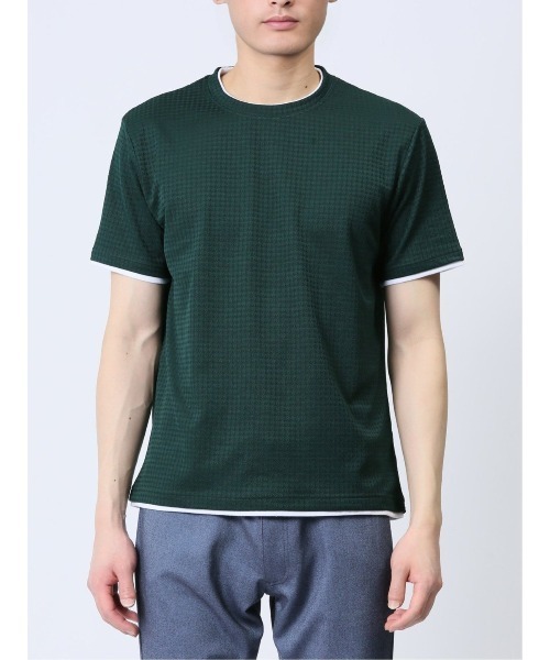 TAKA-Q(タカキュー)の「タカキュー リンクス千鳥 クルーネック 半袖 Tシャツ(Tシャツ/カットソー・メンズ・ブラック/ホワイト/グリーン・MEDIUM/LARGE/X-LARGE)」の21枚目の写真