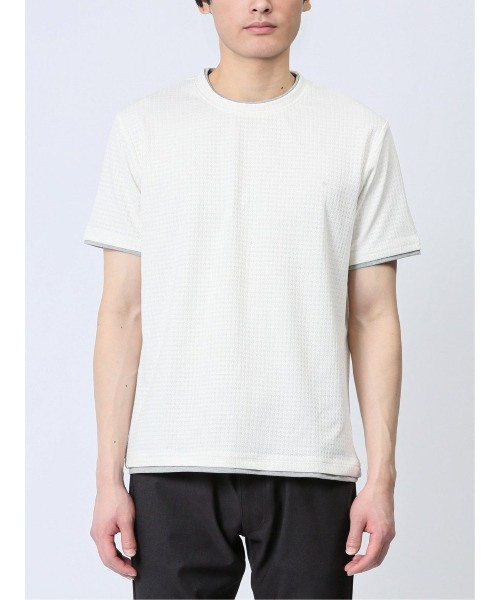 TAKA-Q(タカキュー)の「タカキュー リンクス千鳥 クルーネック 半袖 Tシャツ(Tシャツ/カットソー・メンズ・ブラック/ホワイト/グリーン・MEDIUM/LARGE/X-LARGE)」の12枚目の写真