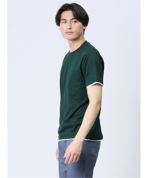 TAKA-Q(タカキュー)の「タカキュー リンクス千鳥 クルーネック 半袖 Tシャツ(Tシャツ/カットソー・メンズ・ブラック/ホワイト/グリーン・MEDIUM/LARGE/X-LARGE)」の5枚目の写真