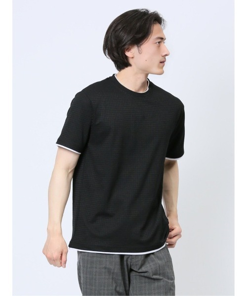 TAKA-Q(タカキュー)の「タカキュー リンクス千鳥 クルーネック 半袖 Tシャツ(Tシャツ/カットソー・メンズ・ブラック/ホワイト/グリーン・MEDIUM/LARGE/X-LARGE)」の6枚目の写真