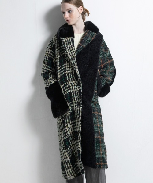 アシンメトリーコンビネーションコート（チェスターコート）｜AULA