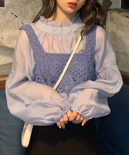 Miniministore(ミニミニストア)の「タンクトップ スクエアネック ビスチェ(キャミソール・レディース・ブルー/カーキ/ベージュ・FREE)」の3枚目の写真