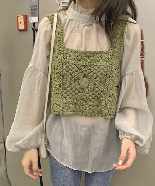 Miniministore(ミニミニストア)の「タンクトップ スクエアネック ビスチェ(キャミソール・レディース・ブルー/カーキ/ベージュ・FREE)」の4枚目の写真