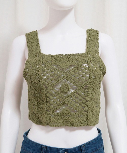 Miniministore(ミニミニストア)の「タンクトップ スクエアネック ビスチェ(キャミソール・レディース・ブルー/カーキ/ベージュ・FREE)」の8枚目の写真