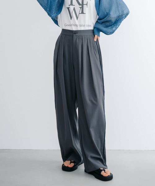 refinedworks（リファインドワークス）の「【refinedworks】 着心地の良いドライ質感のパイピングパンツ（その他パンツ・レディース・ブラウン/グレー/ブラック・FREE）」の3枚目の写真