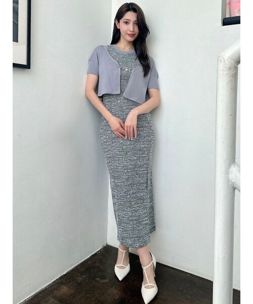 RESEXXY（リゼクシー）の「カットツイードロングワンピース【セットアップ着用可能】（ワンピース・レディース・ブラック/ブルー・FREE）」の16枚目の写真