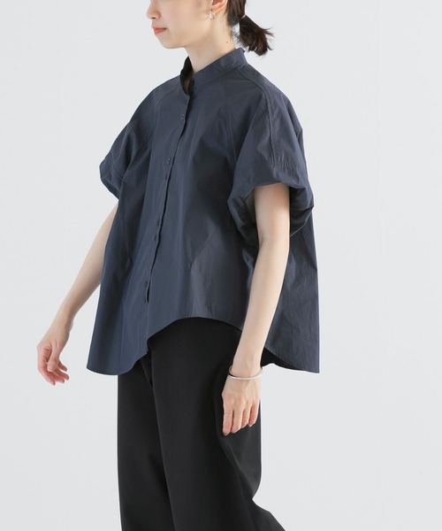 URBAN RESEARCH(アーバンリサーチ)の「綿ナイロンスタンドカラーブラウス(シャツ/ブラウス・レディース・ネイビー/ブルー/オフホワイト・FREE)」の2枚目の写真