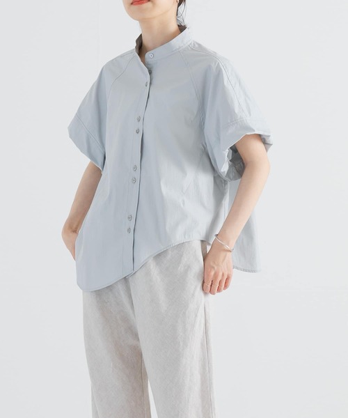 URBAN RESEARCH(アーバンリサーチ)の「綿ナイロンスタンドカラーブラウス(シャツ/ブラウス・レディース・ネイビー/ブルー/オフホワイト・FREE)」の3枚目の写真